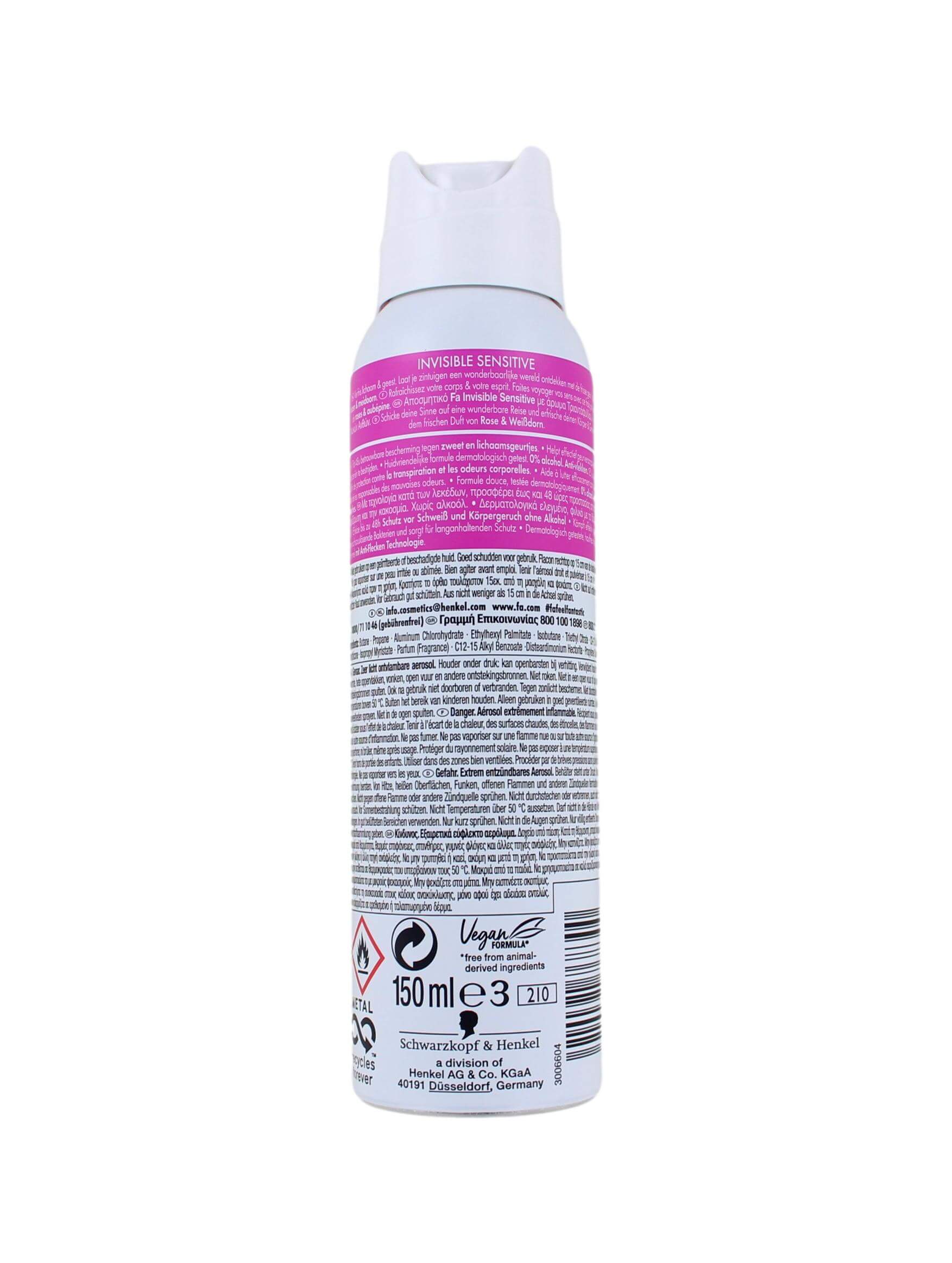 Fa Deodorant Spray Invisible Sensitive 150 ml