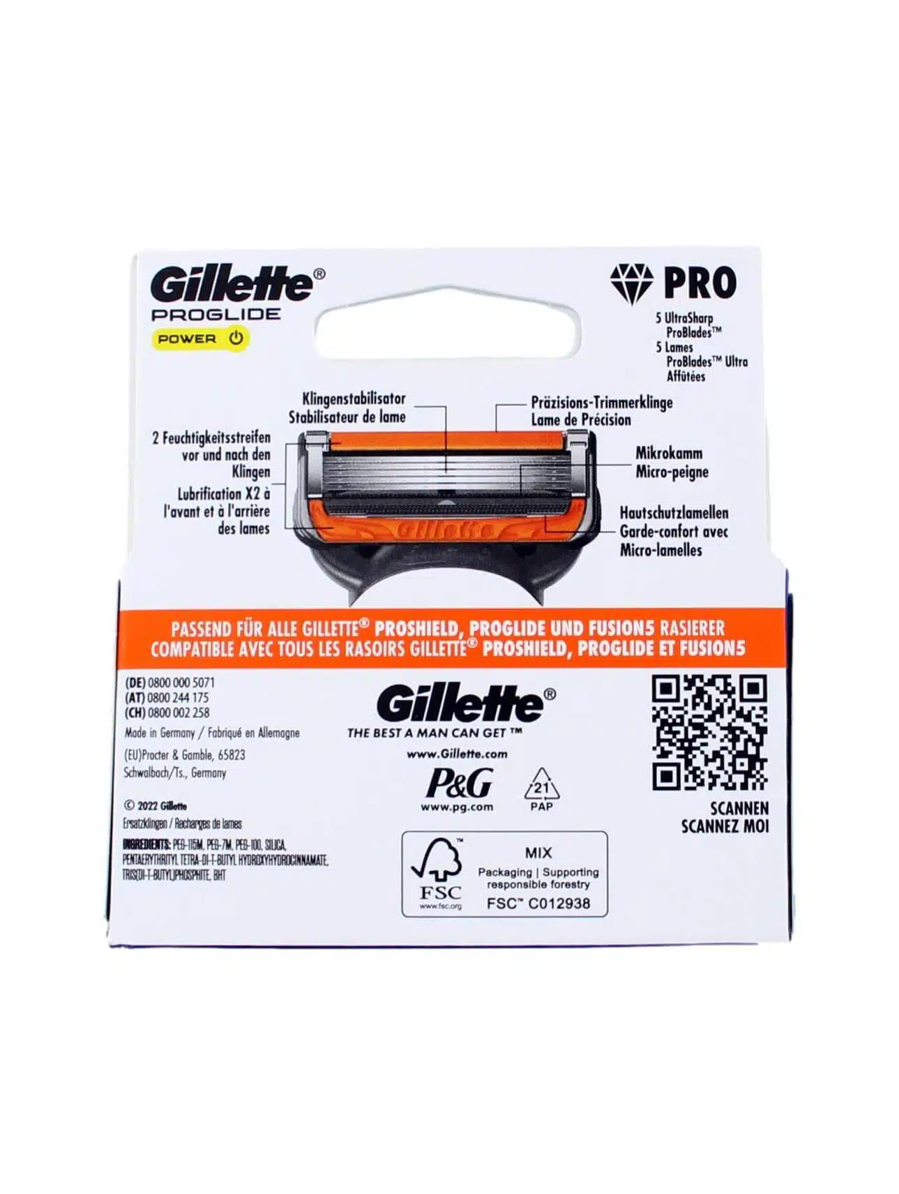 Gillette Scheermesjes Proglide Power, 4 Stuks