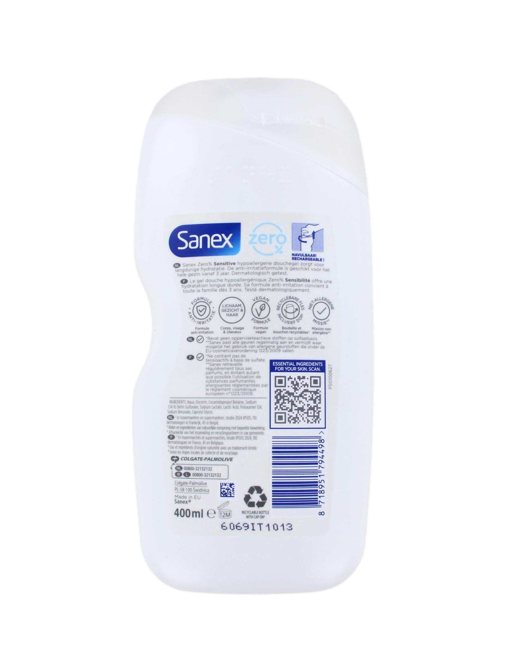 Sanex Douchegel Zero% Sensitive Gevoelige Huid, 400 ml