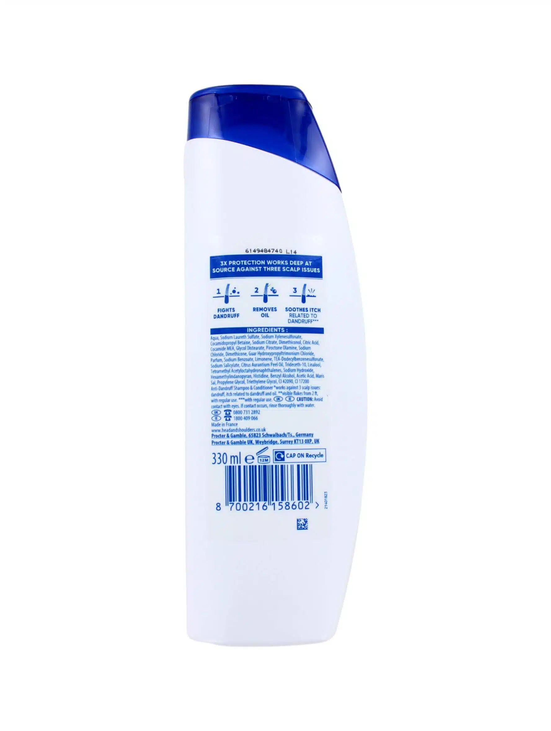 Head & Shoulders Shampoo Men 2in1 Total Care, 330 ml