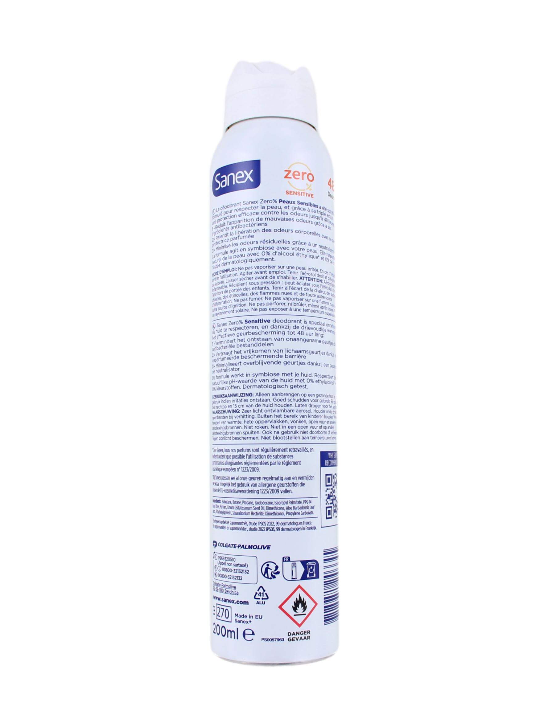 Sanex Deodorant Spray Zero% Sensitive, 200 ml